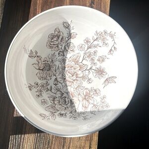 Large The Pioneer Woman Agatha Brown Floral Stoneware Serving Platter.